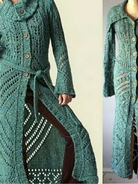 Free People Budapest Daydream Duster Cardigan 2006 Archive Boho Maxi Sweater M